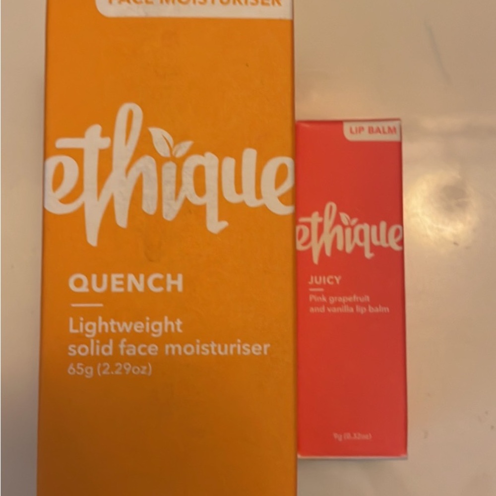 Ethique face lotion and lip balm